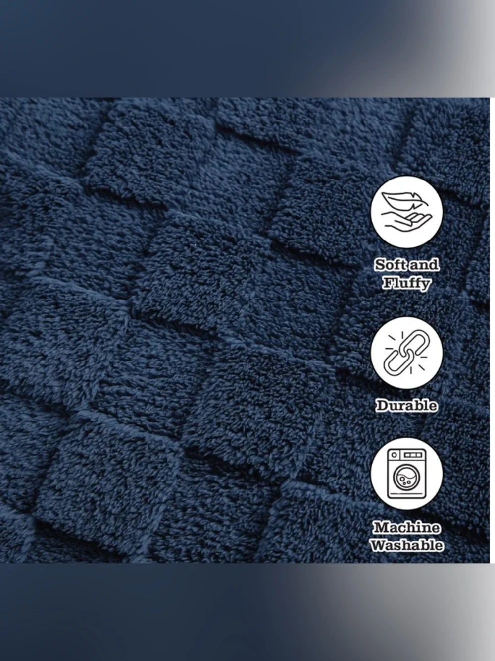 3-Piece Navy Embossed Checkerboard Comforter Set Twin/Full-NEW